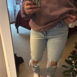 Ameircan Eagle Light Blue Distressed Mom Jeans